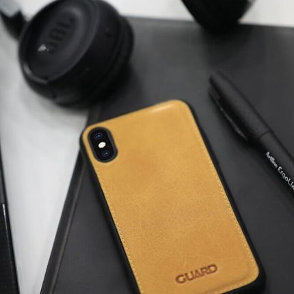 Guard Antik Deri Sarı iPhone XS Max Telefon Kılıfı - Guard 1428