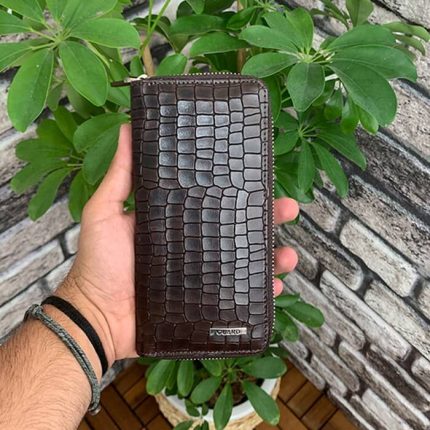 Guard Kahverengi Croco Baskılı Fermuarlı Portföy Cüzdan - Guard 3016