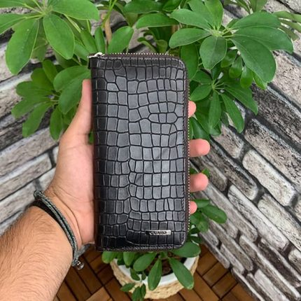 Guard Koyu Kahverengi Croco Baskılı Fermuarlı Portföy Cüzdan - Guard 3016