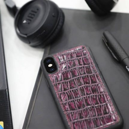 Guard Mor Croco Desenli Deri iPhone X / XS Kılıfı - Guard Cora