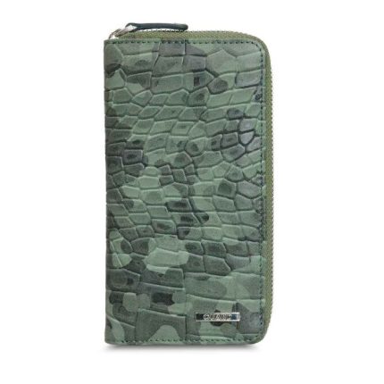 Guard Siyah/Yeşil Kamuflaj Baskılı Deri Fermuarlı Cüzdan - Guard 3016