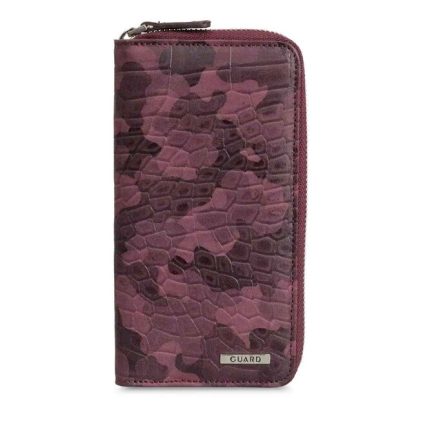 Guard Bordo Kamuflaj Baskılı Deri Fermuarlı Cüzdan - Guard 3016